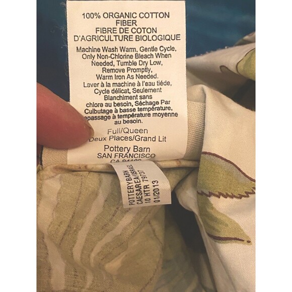 Pottery Barn Jacobean Floral Duvet Cover 3 Euro Shams Queen Sage Magnolia Rare🦩 - Picture 6 of 6